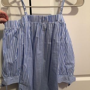 striped off the shoulder top